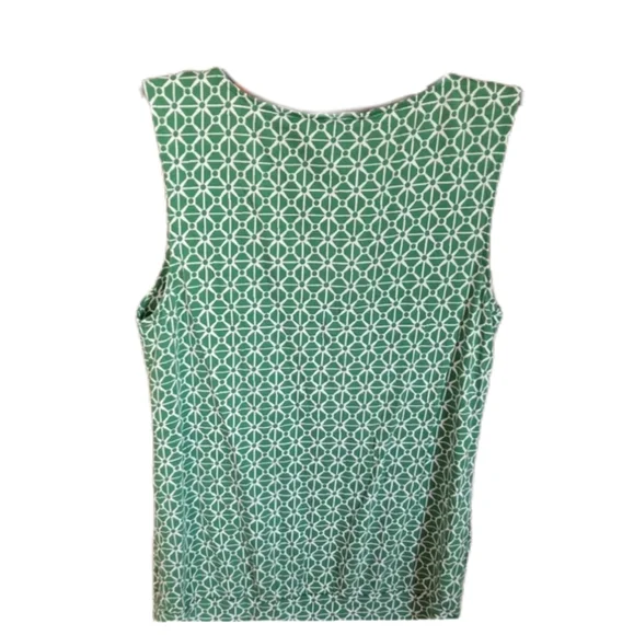 Banana Republic Scoop Neck Geo Print Top Green Small - Picture 3 of 5